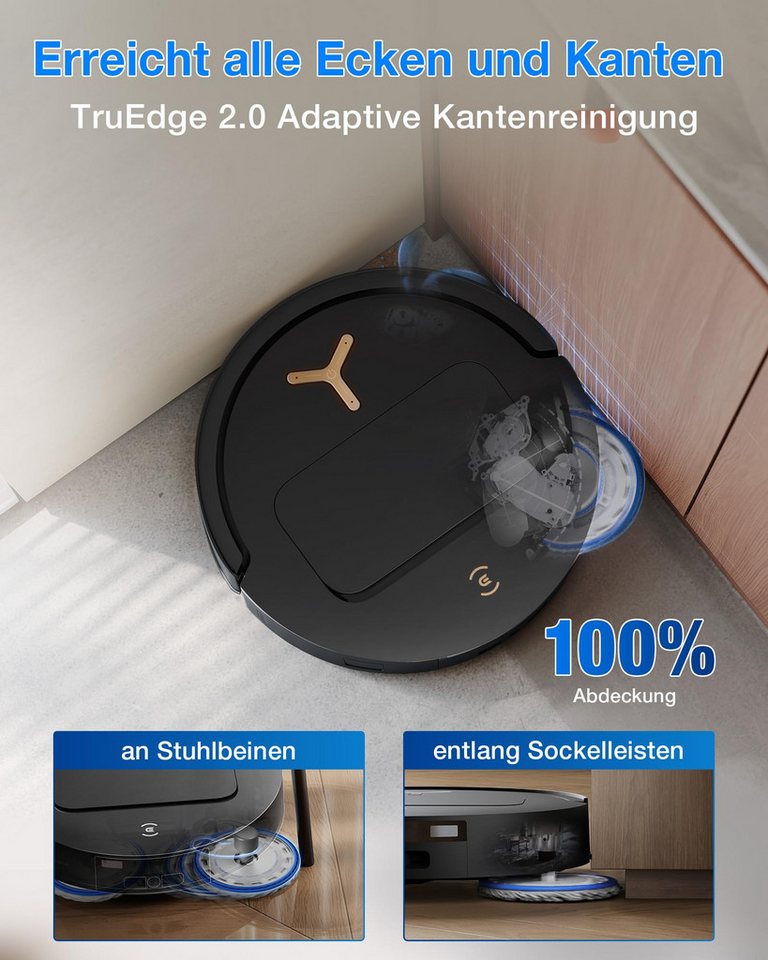 ECOVACS Saugroboter DEEBOT T50ProOmniGen3, 25000 Pa(Upgrade von T50 Pro Gen2/T50 Gen3), Reinigung des Mopps bei 75°C, Heißlufttrocknung, 81 mm, AIVI 3D 3.0, autom. Zugabe v. Reinigungslösung Bild 2
