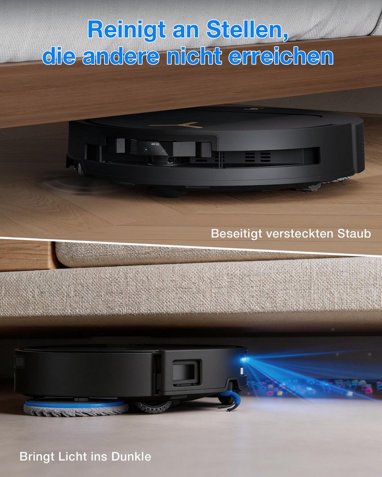 ECOVACS Saugroboter DEEBOT T50ProOmniGen3, 25000 Pa(Upgrade von T50 Pro Gen2/T50 Gen3), Reinigung des Mopps bei 75°C, Heißlufttrocknung, 81 mm, AIVI 3D 3.0, autom. Zugabe v. Reinigungslösung Bild 4