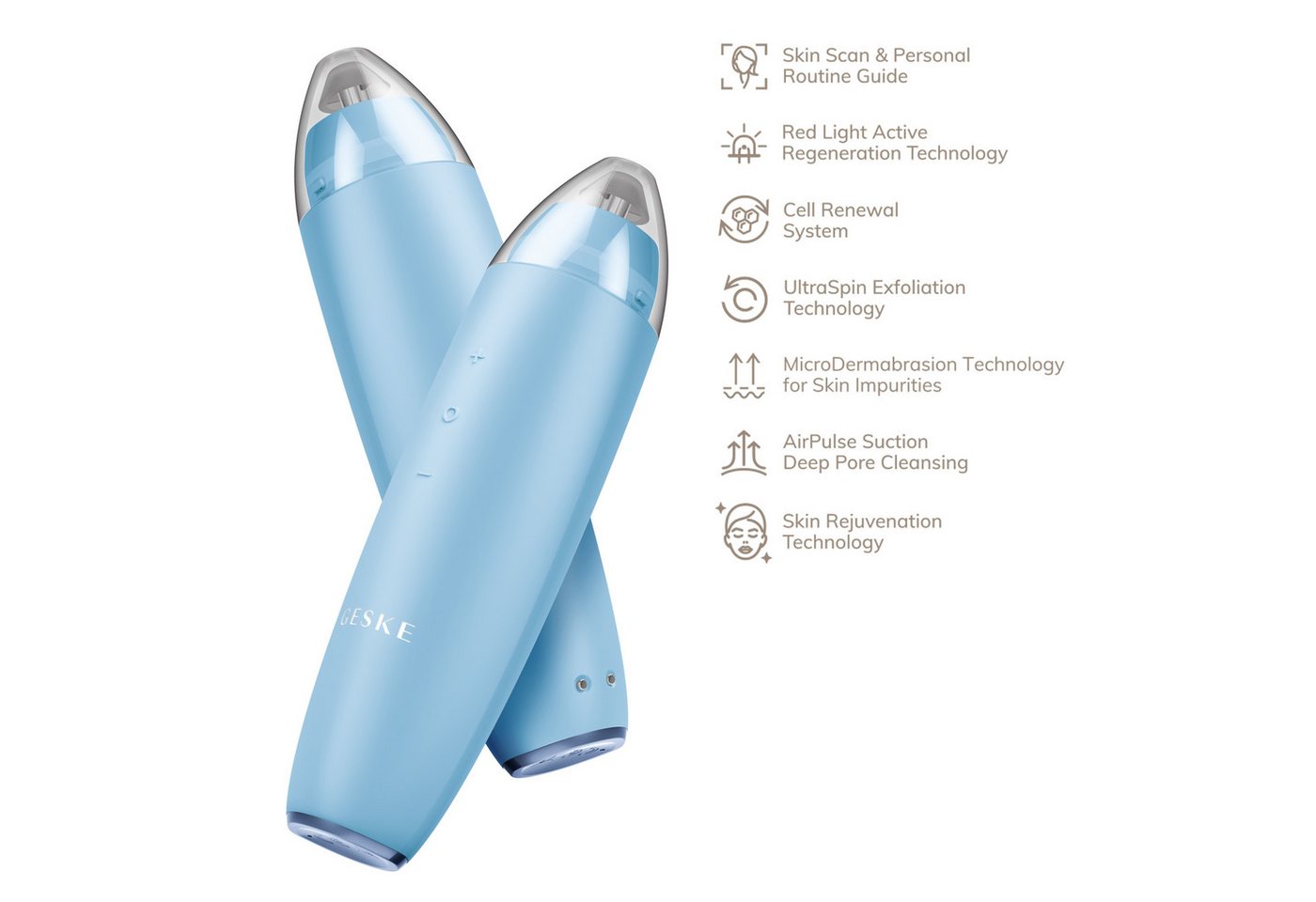 GESKE German Beauty Tech Mikrodermabrasionsgerät SmartAppGuided™ MicroDermabrasion Blackhead Remover 7 in 1, Packung (Gerät & USB-Ladekabel), 17-tlg., Gerät inkl. kostenloser APP (SmartAppGuided Device), Mit der GESKE App erhältst Du deine personalisierte Hautpflegeroutine. Bild 4