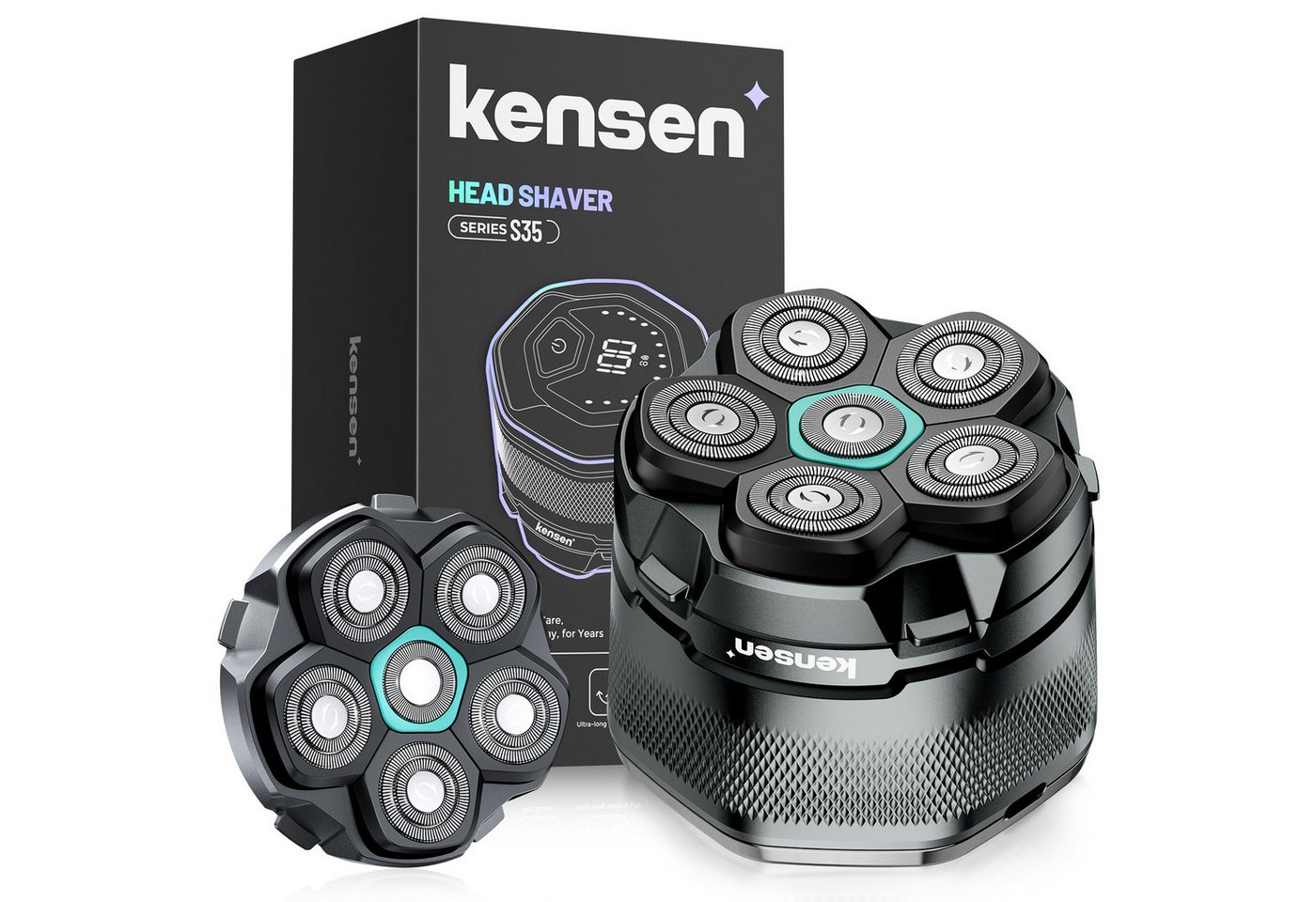Kensen Haarschneider Glatzen Rasierer Herren Set, kensen Kopfrasierer mit Ersatzscherkopf