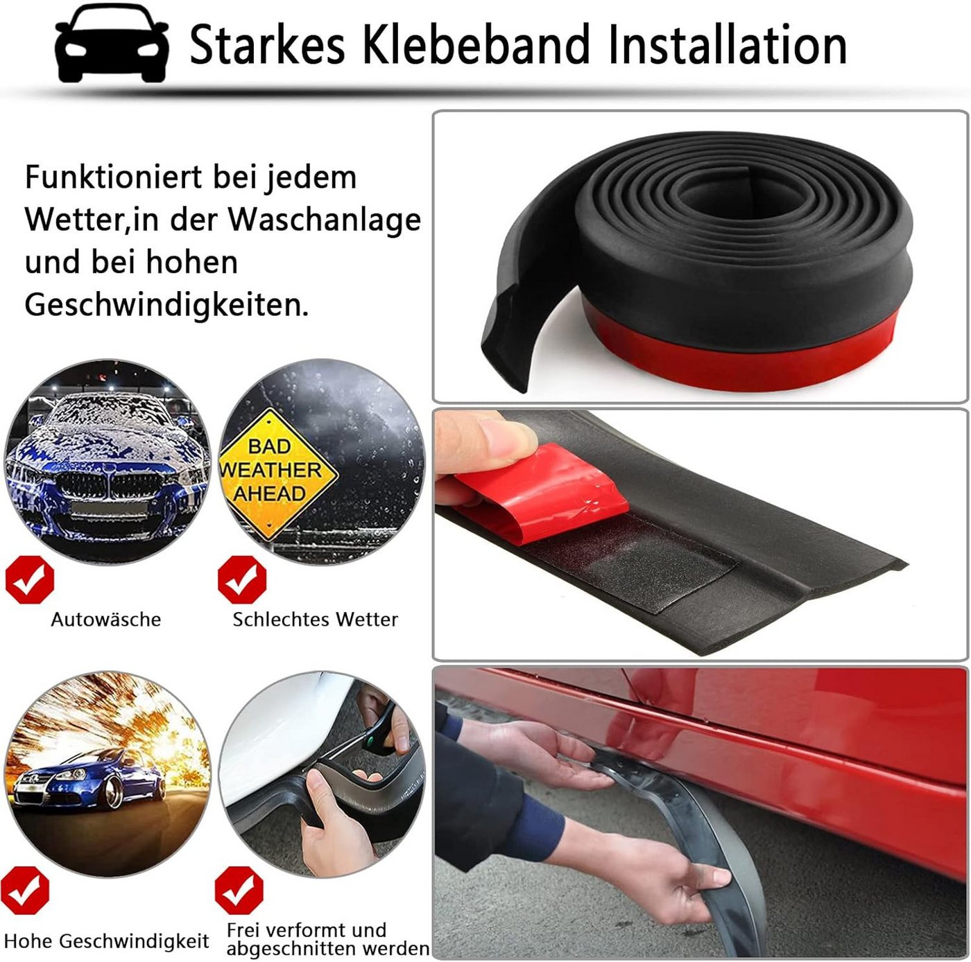 BlingBin Frontstoßstange 2,5 M Kratzfester universaler Stoßstangen-Lippenstreifen, 1Stück, 1-St., 250*60*0.5cm, Ladekantenschutz für Autostoßstangen Bild 2
