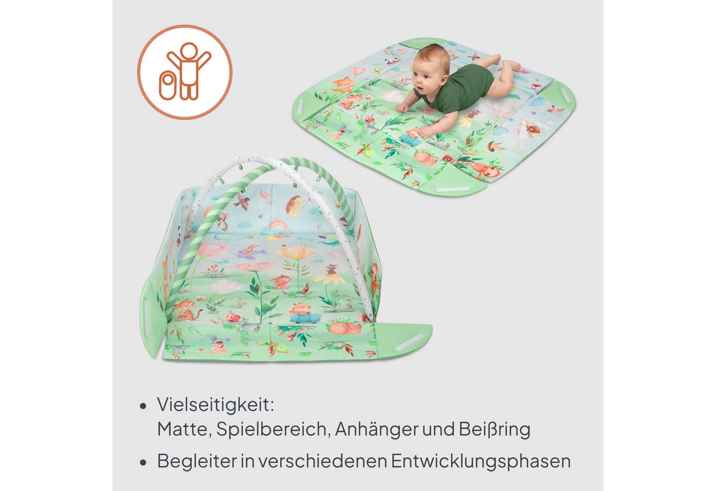 lionelo Spielmatte INGA (Set, Set mit Spielmatte, 2 Spielbögen und 7 Spielzeugen), Spielmatte/Halb-Laufgitter/7 Spielzeuge/Beißring Bild 3