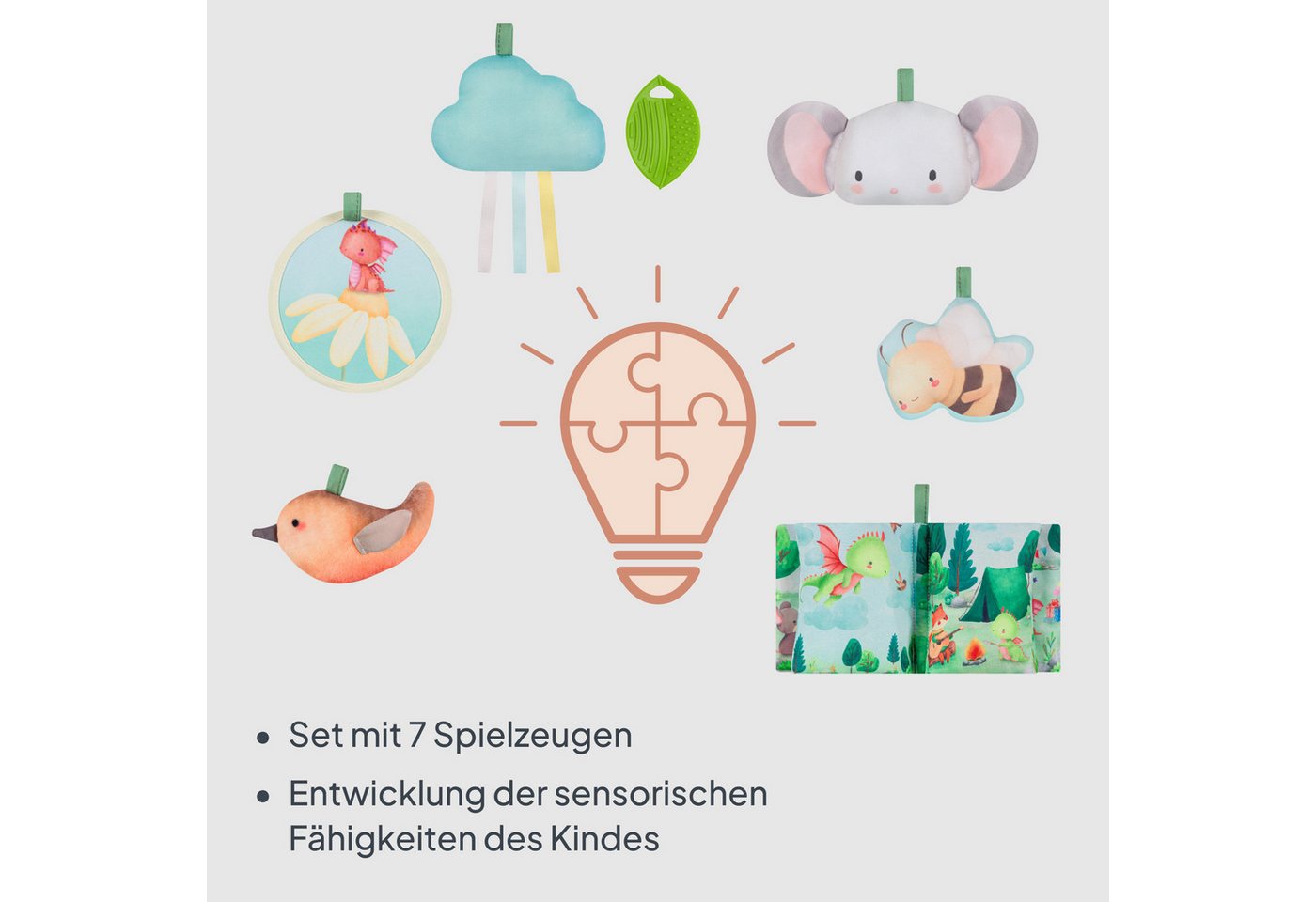 lionelo Spielmatte INGA (Set, Set mit Spielmatte, 2 Spielbögen und 7 Spielzeugen), Spielmatte/Halb-Laufgitter/7 Spielzeuge/Beißring Bild 4
