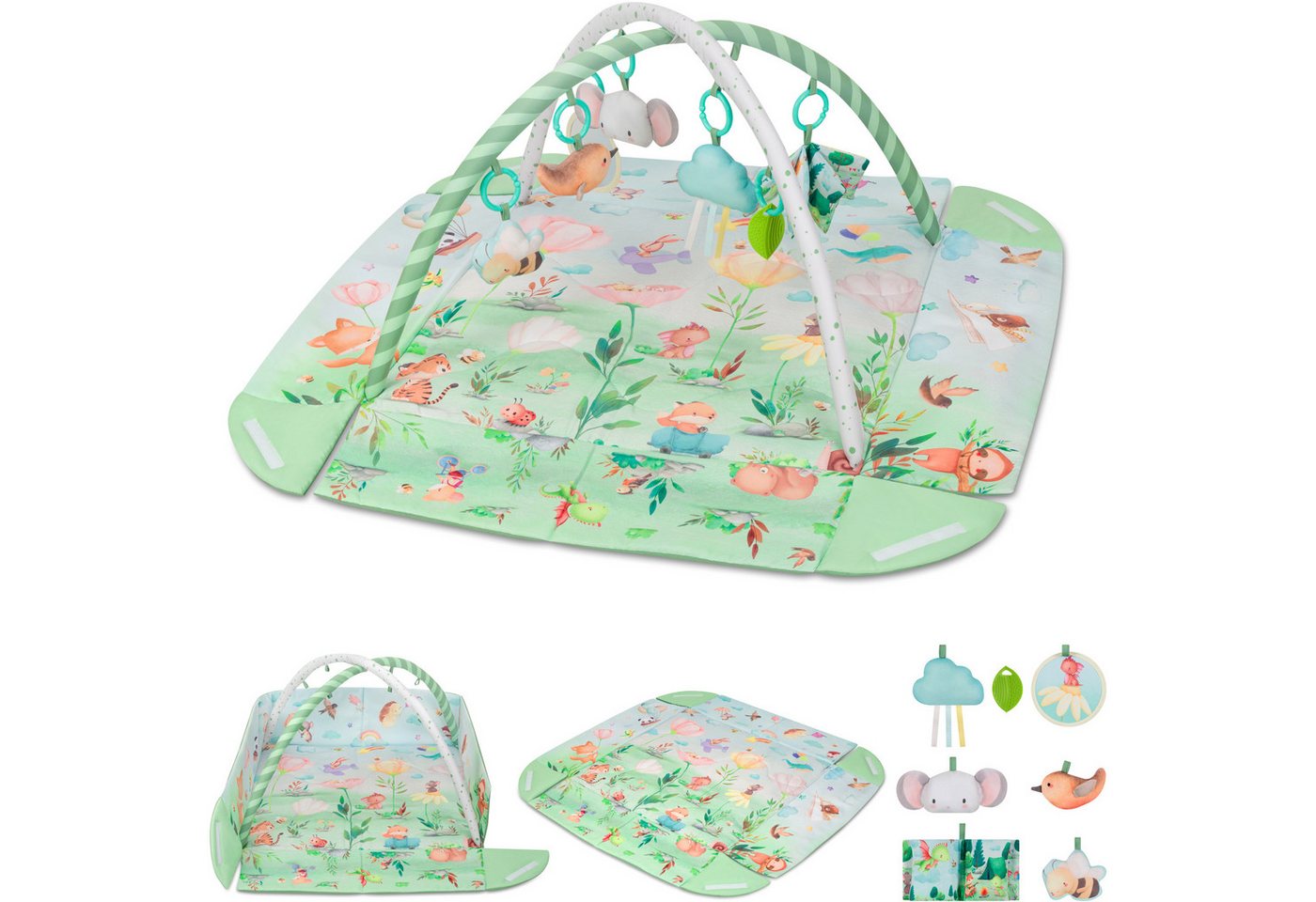 lionelo Spielmatte INGA (Set, Set mit Spielmatte, 2 Spielbögen und 7 Spielzeugen), Spielmatte/Halb-Laufgitter/7 Spielzeuge/Beißring Bild 5
