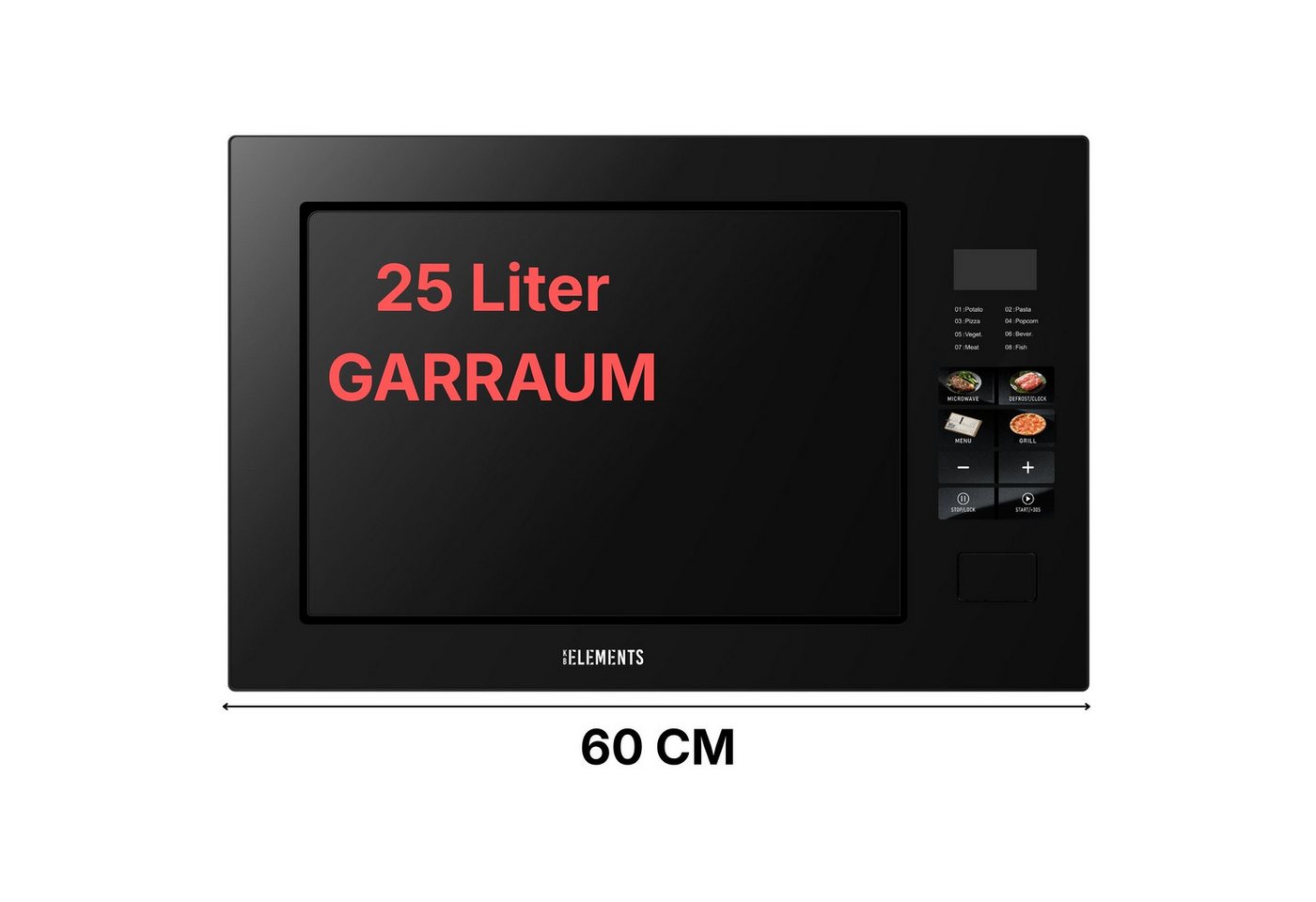 KB Elements Einbau-Mikrowelle ELK25MB1, Grill, 25 l, Full Touch Display, 25 Liter, Glasrahmen Bild 3