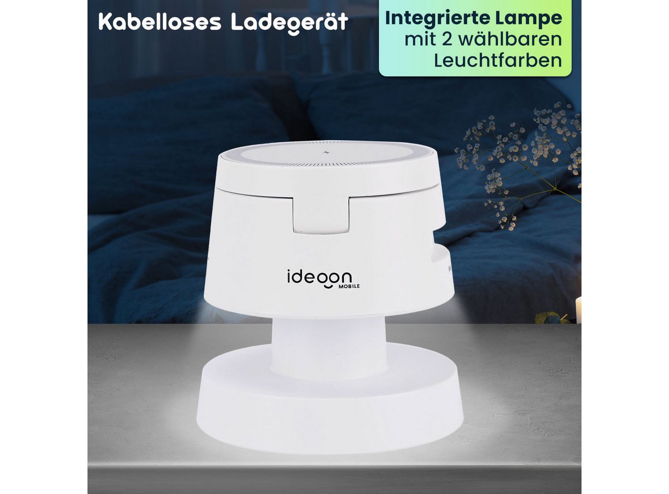 shop'n smile ideoon Multifunktionale Kabellose Ladestation 15W mit Nachtlicht USB-C 3in1 Ladestation (3in1 Wireless Ladestation 15W Handy, 5W AirPods, 3W Watch + Licht) Bild 5
