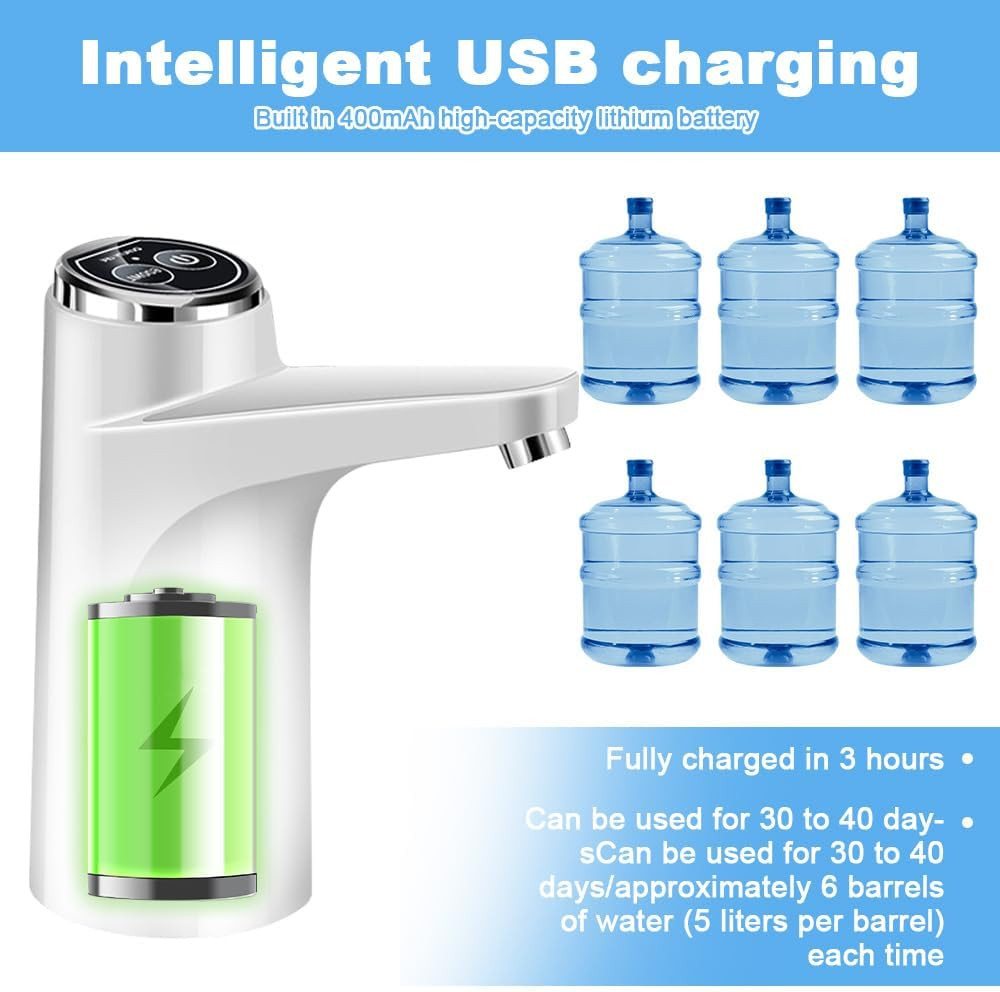 FELIXLEO Getränkespender Wasserflaschen Pumpe Elektrischer Wasserspender USB Weiss Bild 2