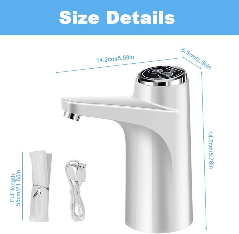 FELIXLEO Getränkespender Wasserflaschen Pumpe Elektrischer Wasserspender USB Weiss Bild 4
