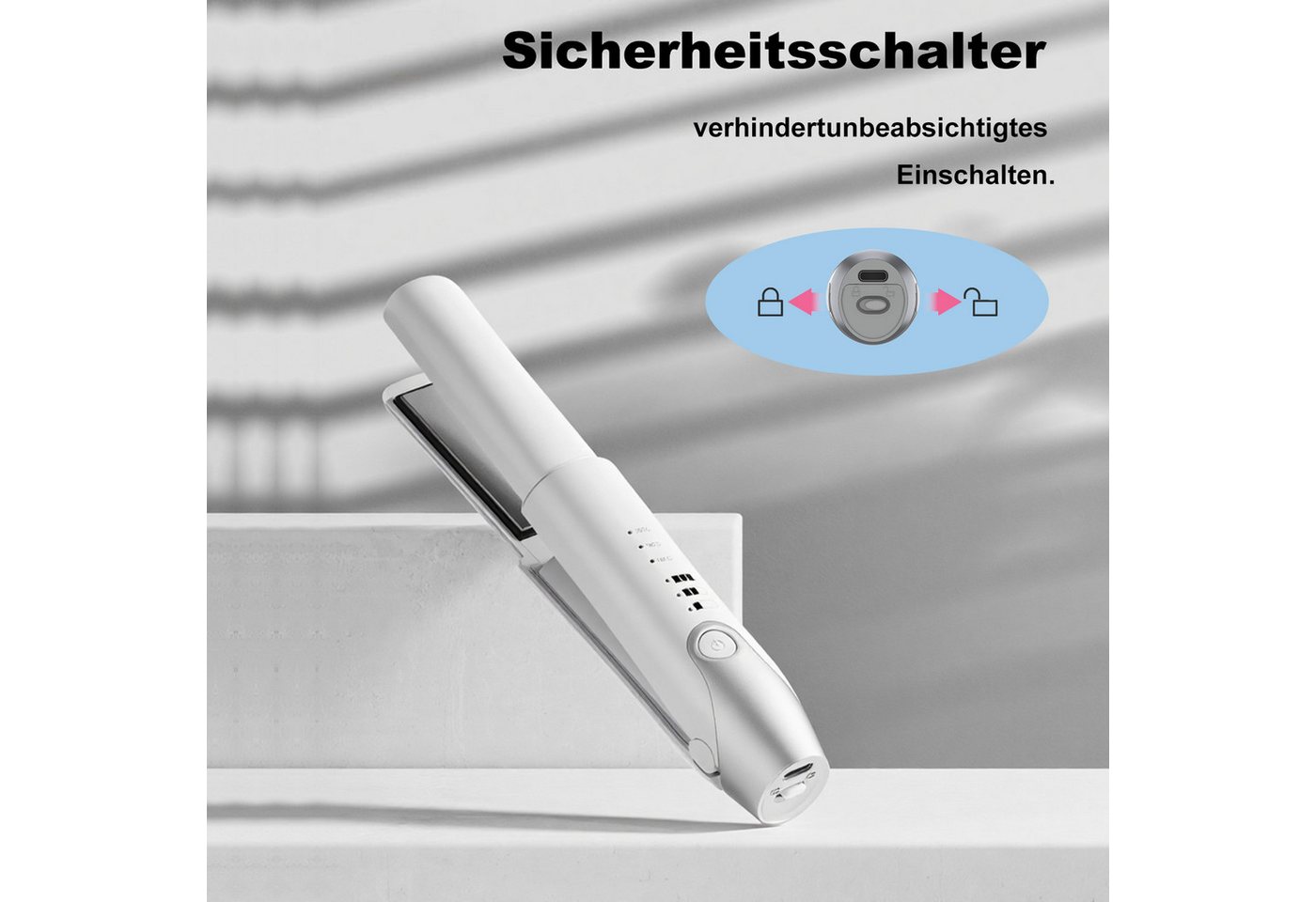 ibettertec Glätteisen Akku-Haarglätter,2-in-1 Haarglätter zum Locken und Glätten der Haare 10-Sekunden-Schnellaufheizung, 3 Heizstufen, Dualspannung für alle Haartypen, weiße Bild 4