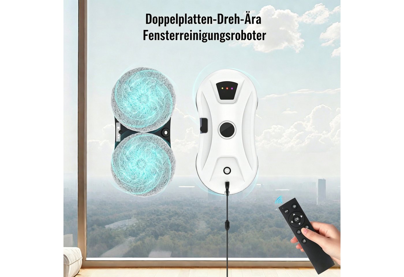 AIBISTAR Fensterreiniger 5600PA Elektrischer Fensterputzer Automatischer Fensterputzroboter, mit Automatische Wasserstrahl,für Innen/Außenfenster Bild 4