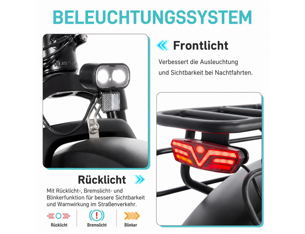 JOBOBIKE E-Bike Mountainbike 20x4,0 Zoll, 120km, mit Blinkern und Bremslicht, Integriertes Laufrad, 7 Gang Shimano, Kettenschaltung, Heckmotor, 720 Wh, (Faltrad, LCD-Farbdisplay, All-Terrain Elektro-Fatbike, 5 Stufen), Klapprad, Hydr. Bremse, Elektrofahrrad für Damen und Herren, ab 165 cm