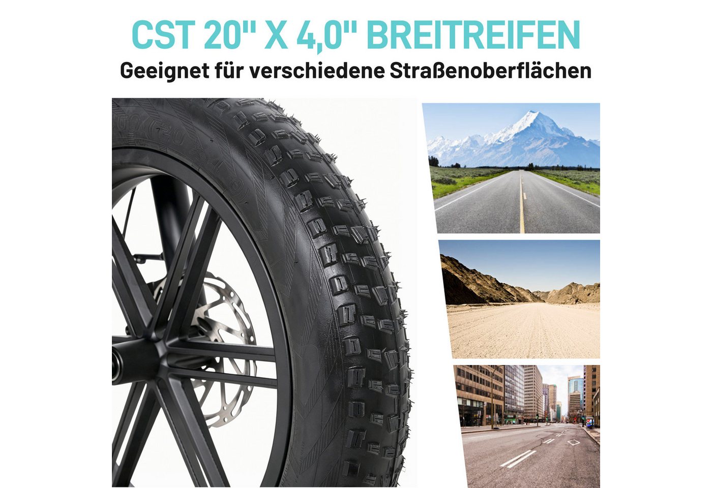 JOBOBIKE E-Bike Mountainbike 20x4,0 Zoll, 120km, mit Blinkern und Bremslicht, Integriertes Laufrad, 7 Gang Shimano, Kettenschaltung, Heckmotor, 720 Wh, (Faltrad, LCD-Farbdisplay, All-Terrain Elektro-Fatbike, 5 Stufen), Klapprad, Hydr. Bremse, Elektrofahrrad für Damen und Herren, ab 165 cm Bild 2