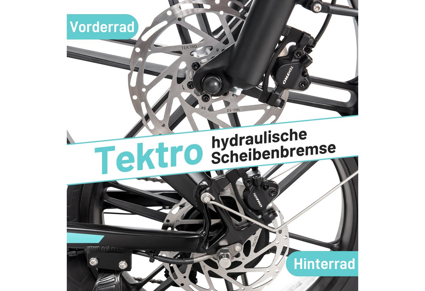 JOBOBIKE E-Bike Mountainbike 20x4,0 Zoll, 120km, mit Blinkern und Bremslicht, Integriertes Laufrad, 7 Gang Shimano, Kettenschaltung, Heckmotor, 720 Wh, (Faltrad, LCD-Farbdisplay, All-Terrain Elektro-Fatbike, 5 Stufen), Klapprad, Hydr. Bremse, Elektrofahrrad für Damen und Herren, ab 165 cm Bild 4