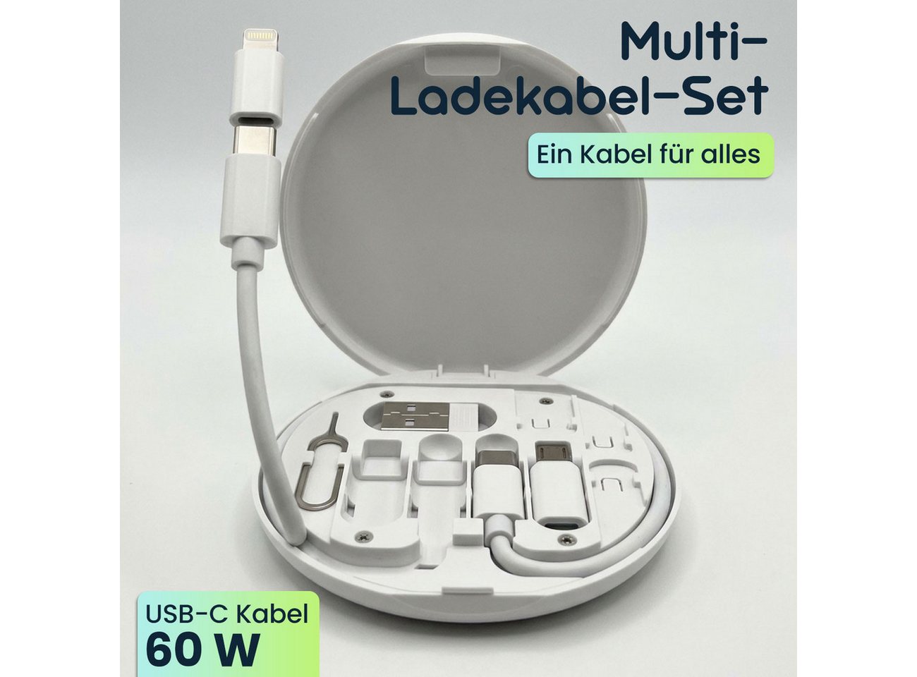shop'n smile ideoon Multi-Ladekabel-Set: USB-Ladeadapter, universell & schnell USB-Kabel, Ladegerät für alle Smartphones & Tablets