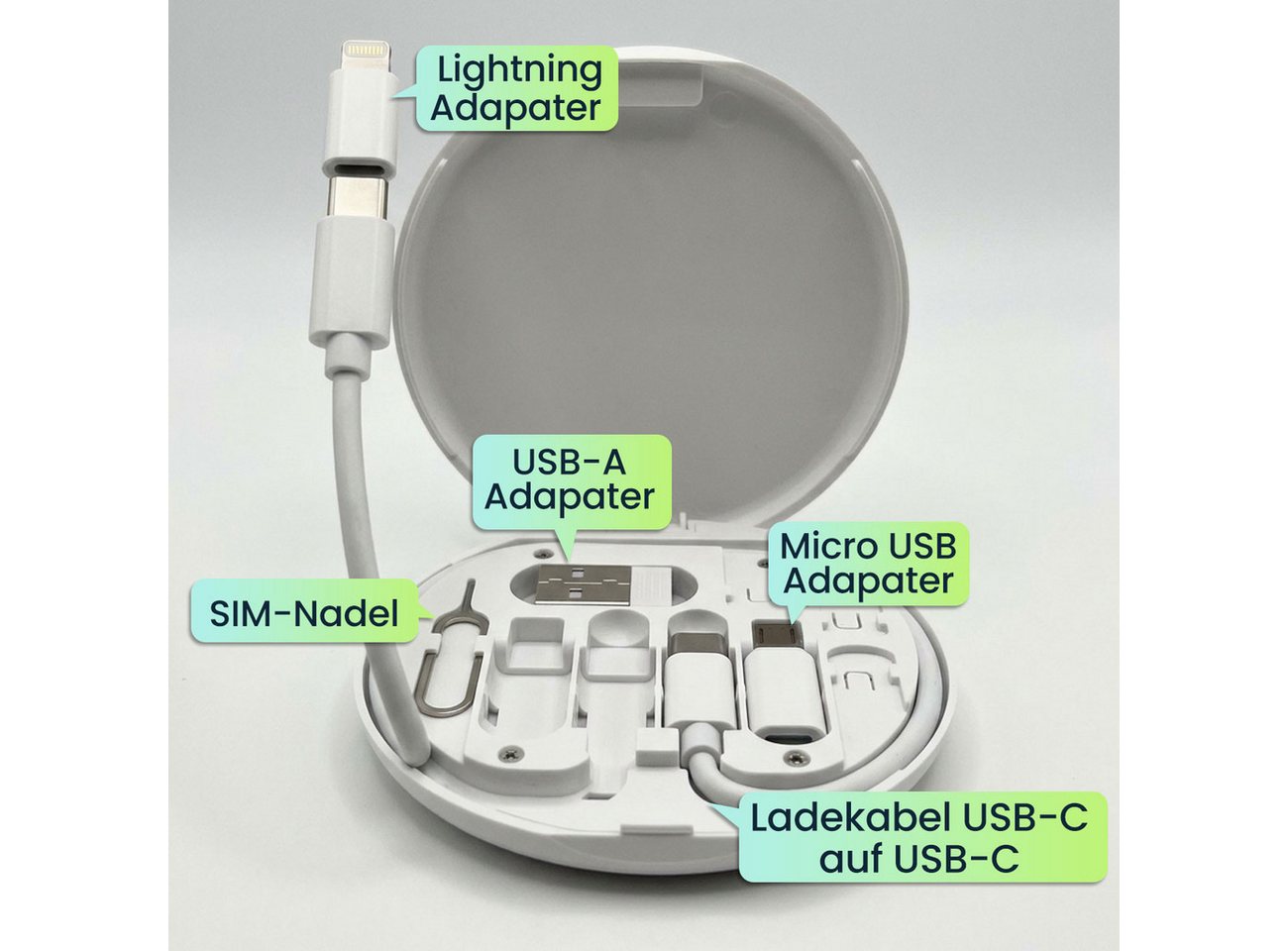 shop'n smile ideoon Multi-Ladekabel-Set: USB-Ladeadapter, universell & schnell USB-Kabel, Ladegerät für alle Smartphones & Tablets Bild 2