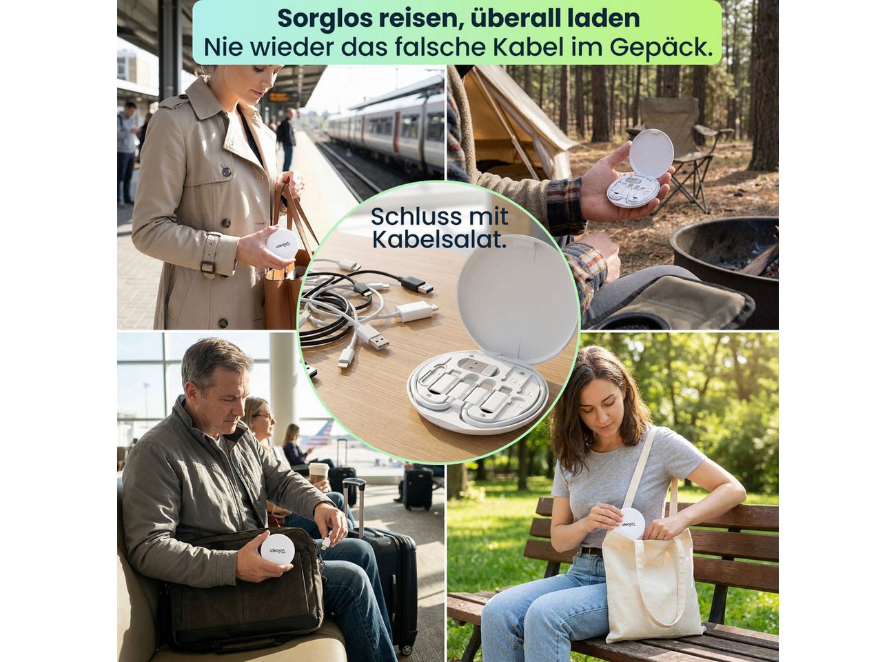 shop'n smile ideoon Multi-Ladekabel-Set: USB-Ladeadapter, universell & schnell USB-Kabel, Ladegerät für alle Smartphones & Tablets Bild 5