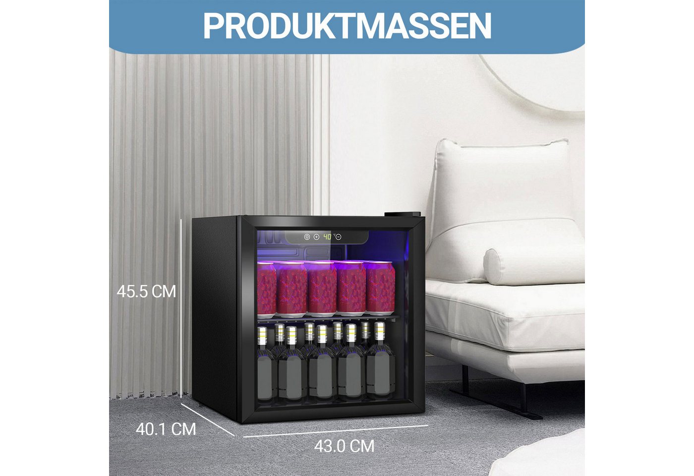 DollarDash Getränkekühlschrank JC-36-F, 45.5 cm hoch, 43 cm breit, 4,4–16,1 °C, mit 1 abnehmbaren Regal und verstellbarer Bodenfreiheit Bild 2