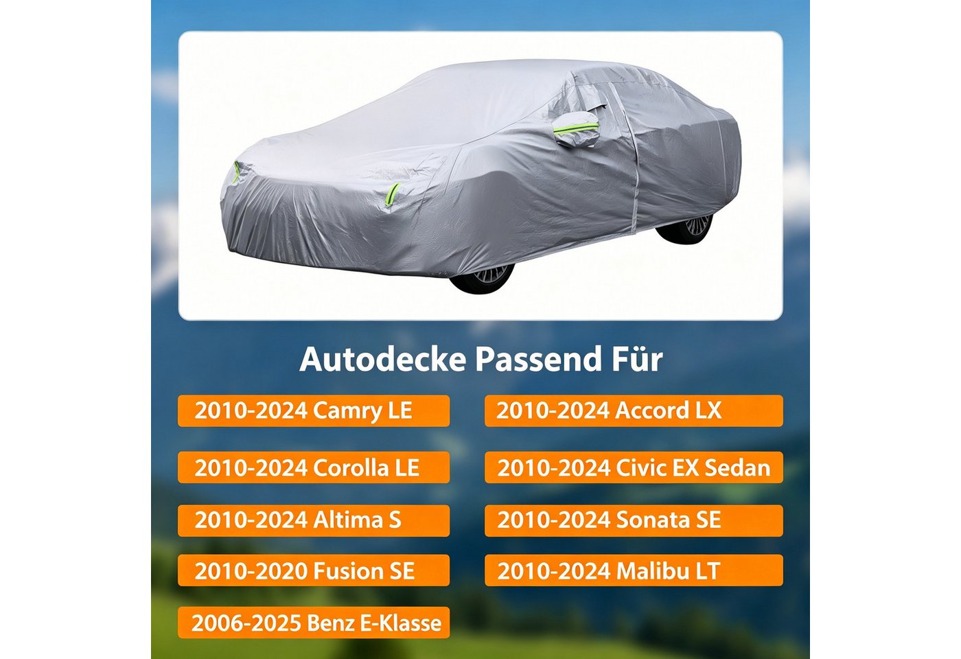 Rutaqian Autosonnenschutz Autoabdeckung wasserdicht Ganzgarage 195" UV Schnee Schutz, Autoabdeckung Ganzgarage 495cm wasserdicht mit Reißverschluss & Tasche Bild 5