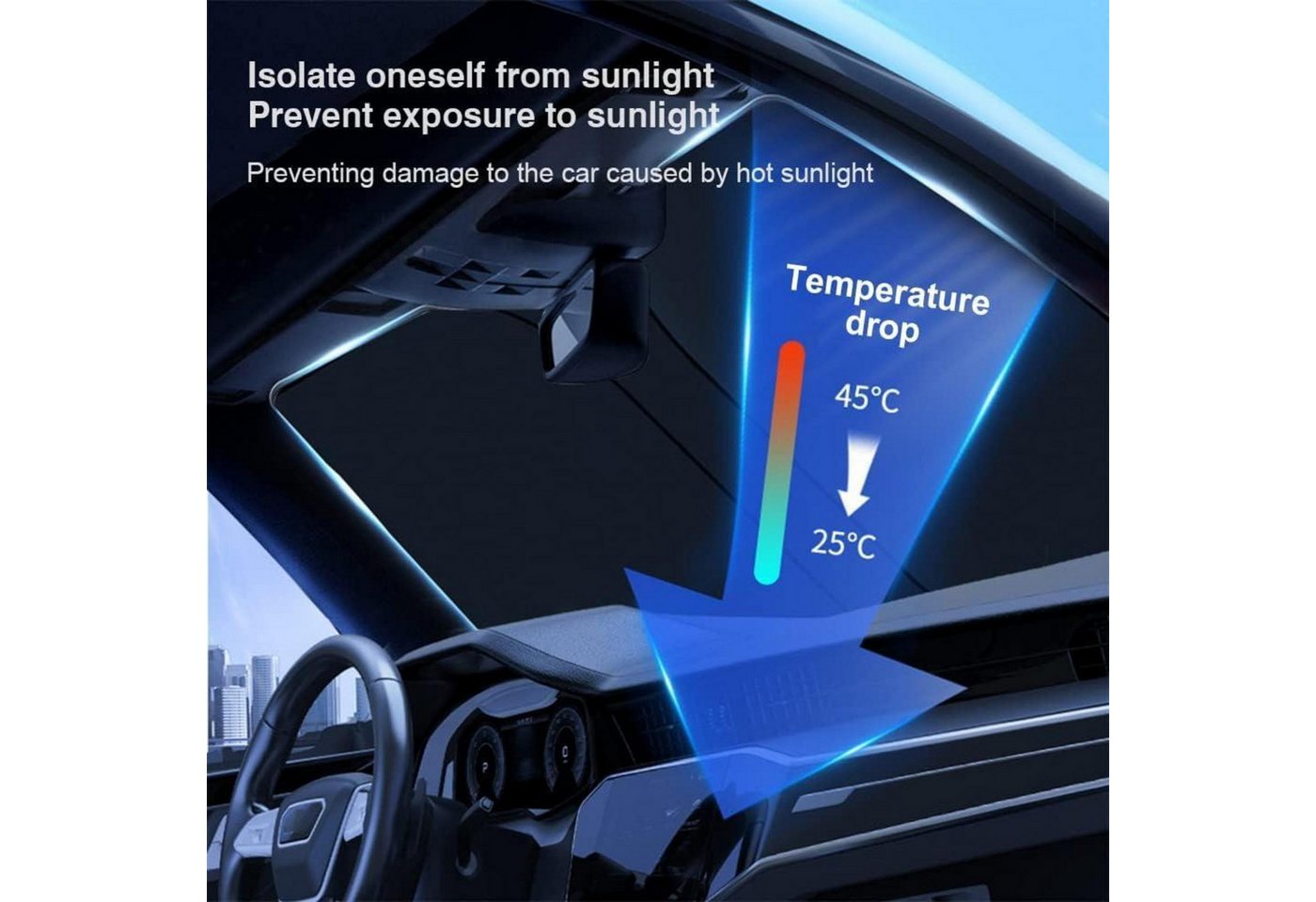 LuxusKollektion Frontscheibenabdeckung Auto Sonnenschutz Frontscheibe Innen UV Faltbar SUV 142*80cm Bild 4