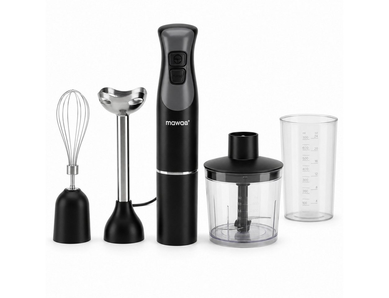 LEFEX Stabmixer mawaa Stabmixer 3in1 Set Pürierstab Schneebesen Schwarz, 250 W Bild 4