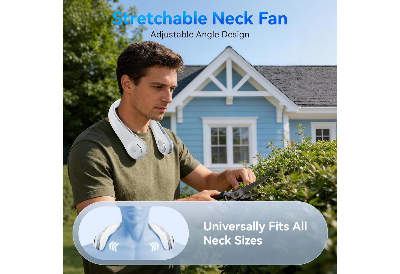 FELIXLEO Handventilator Nackenventilator 3600mAh USB Leise 3 Stufen Reisen Sport Bild 2