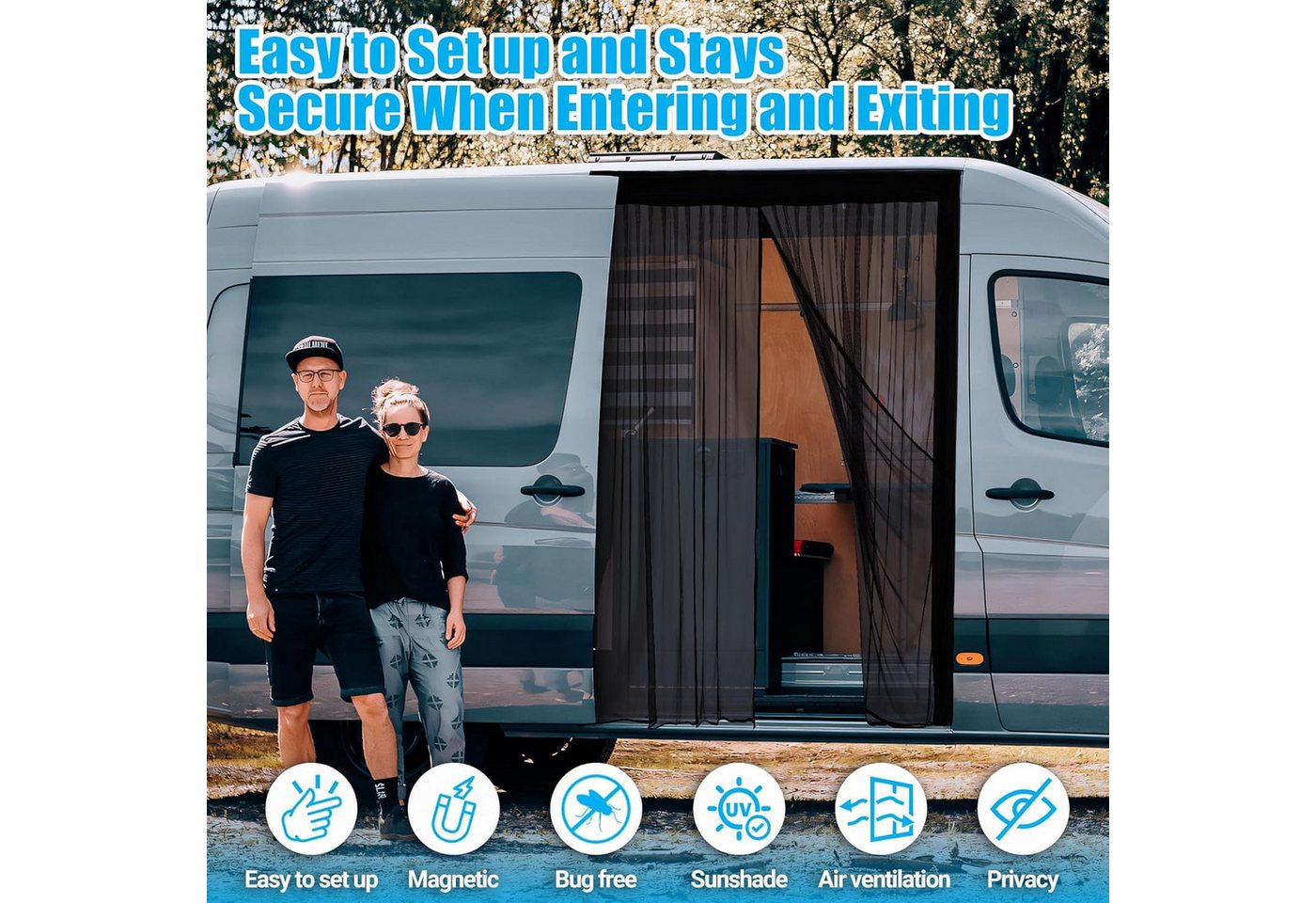 FELIXLEO Autosonnenschutz Moskitonetz Van Magnetismus, Fliegengitter für Vito VW Transporter Bild 5