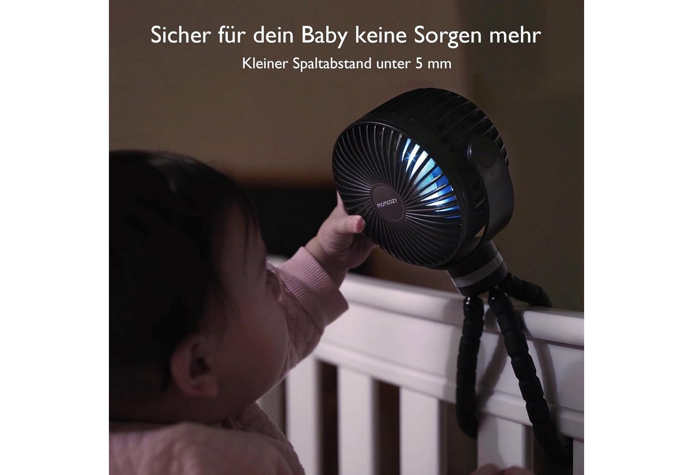 FELIXLEO Tischventilator Momcozy Clip Kinderwagen Ventilator, 8000mAh Akku LED Licht USB Lüfter Bild 2