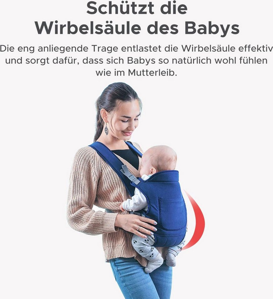 FELIXLEO Babytrage Tragetuch Babytrage Neugeborene Ab Geburt für Babys bis 15kg Schwarz Bild 2