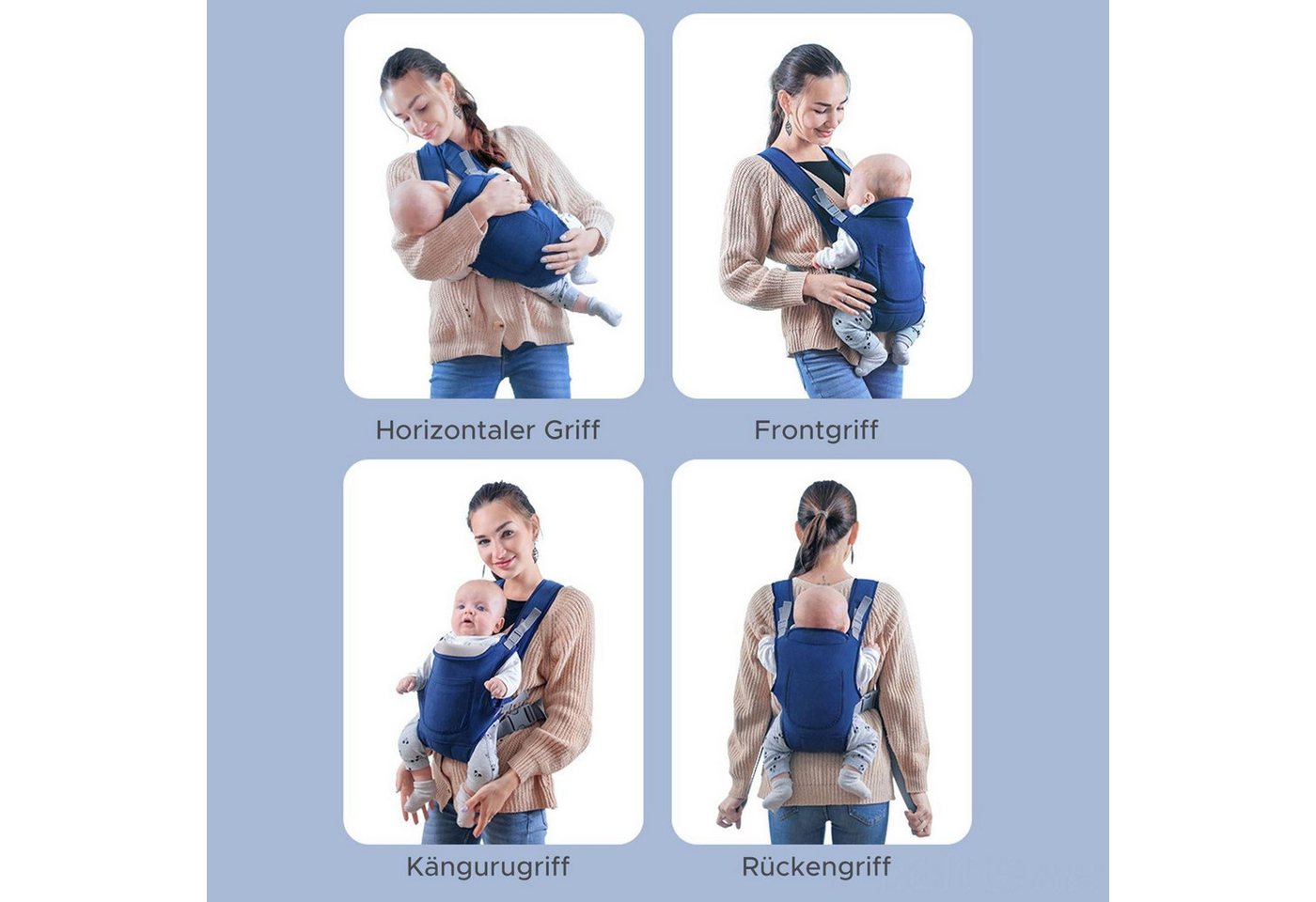 FELIXLEO Babytrage Tragetuch Babytrage Neugeborene Ab Geburt für Babys bis 15kg Schwarz Bild 5