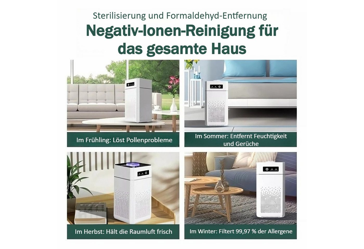 ibettertec Luftreiniger Luftreiniger Für Zuhause – Allround-Schutz,80,Stumm, Energieeffizient, für 100 m² Räume, Für Frische Und Saubere Raumluft Bild 2