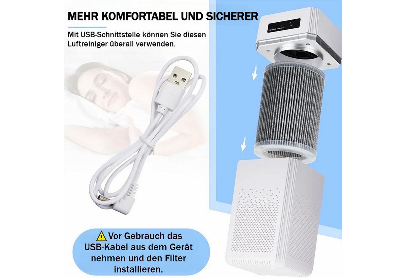ibettertec Luftreiniger Luftreiniger Für Zuhause – Allround-Schutz,80,Stumm, Energieeffizient, für 100 m² Räume, Für Frische Und Saubere Raumluft Bild 3