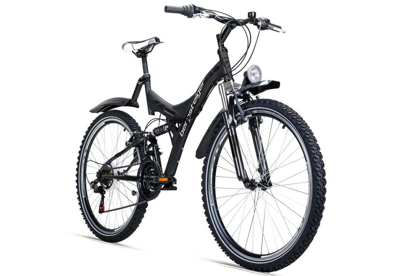 bergsteiger Mountainbike Memphis 26 Zoll, geeignet ab 150 cm, Damen, Herren, 21 Gang Shimano Tourney RD-TZ50 Schaltwerk, Kettenschaltung, V-Brakes