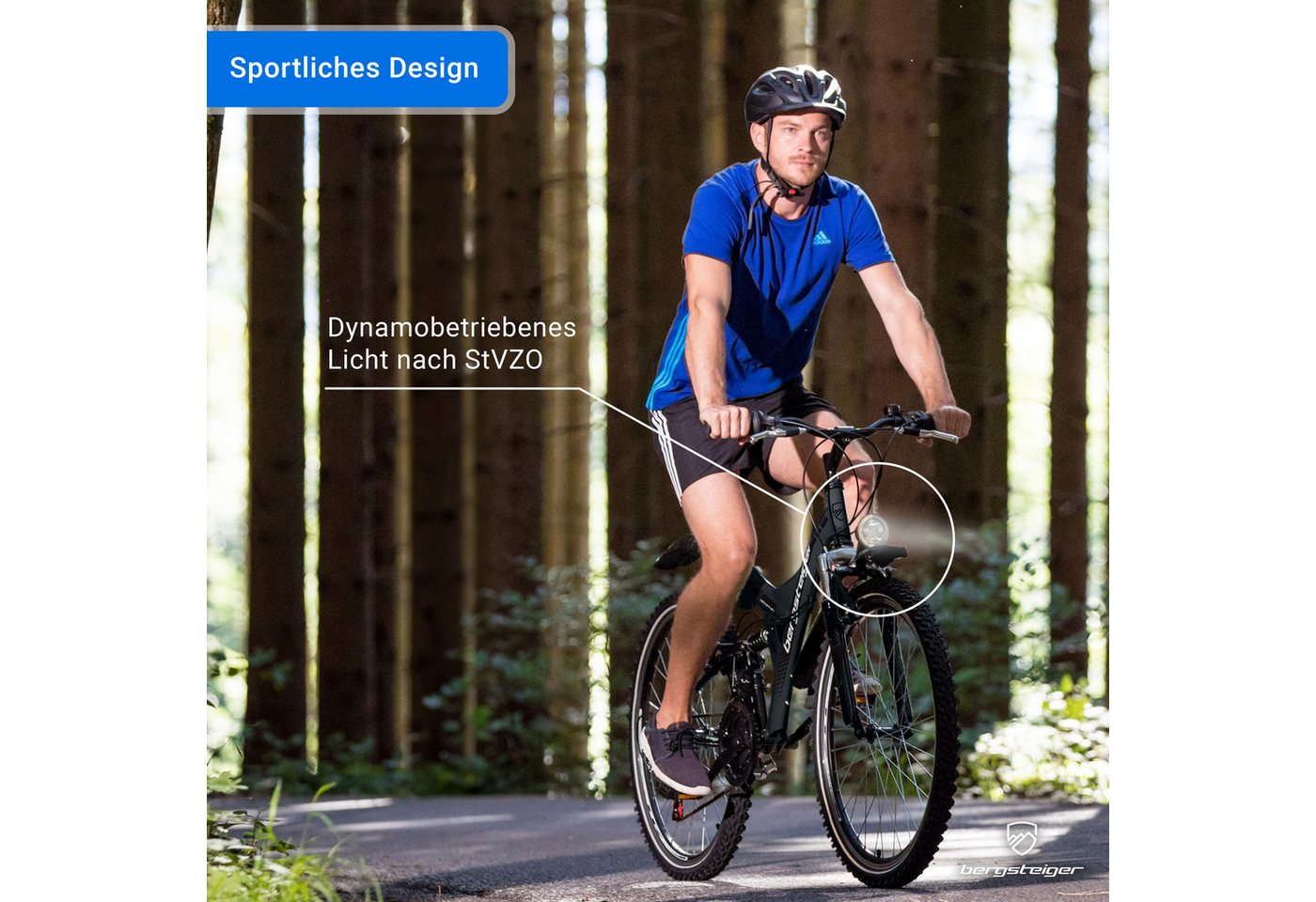 bergsteiger Mountainbike Memphis 26 Zoll, geeignet ab 150 cm, Damen, Herren, 21 Gang Shimano Tourney RD-TZ50 Schaltwerk, Kettenschaltung, V-Brakes Bild 2