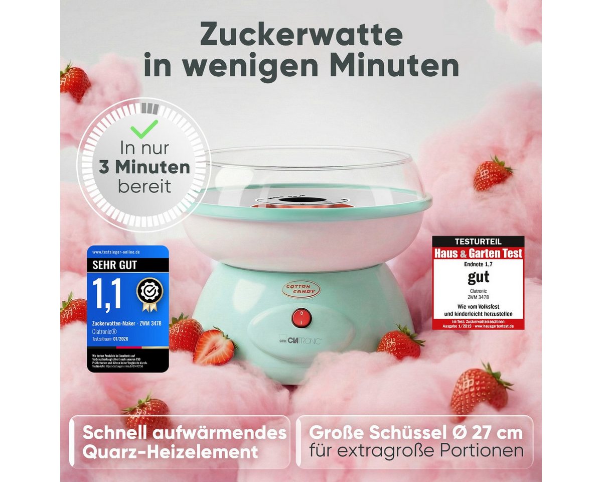 CLATRONIC Zuckerwattemaschine ZWM 3478, Zuckerwattemaschine für Zuckerwatte in Minuten Bild 2