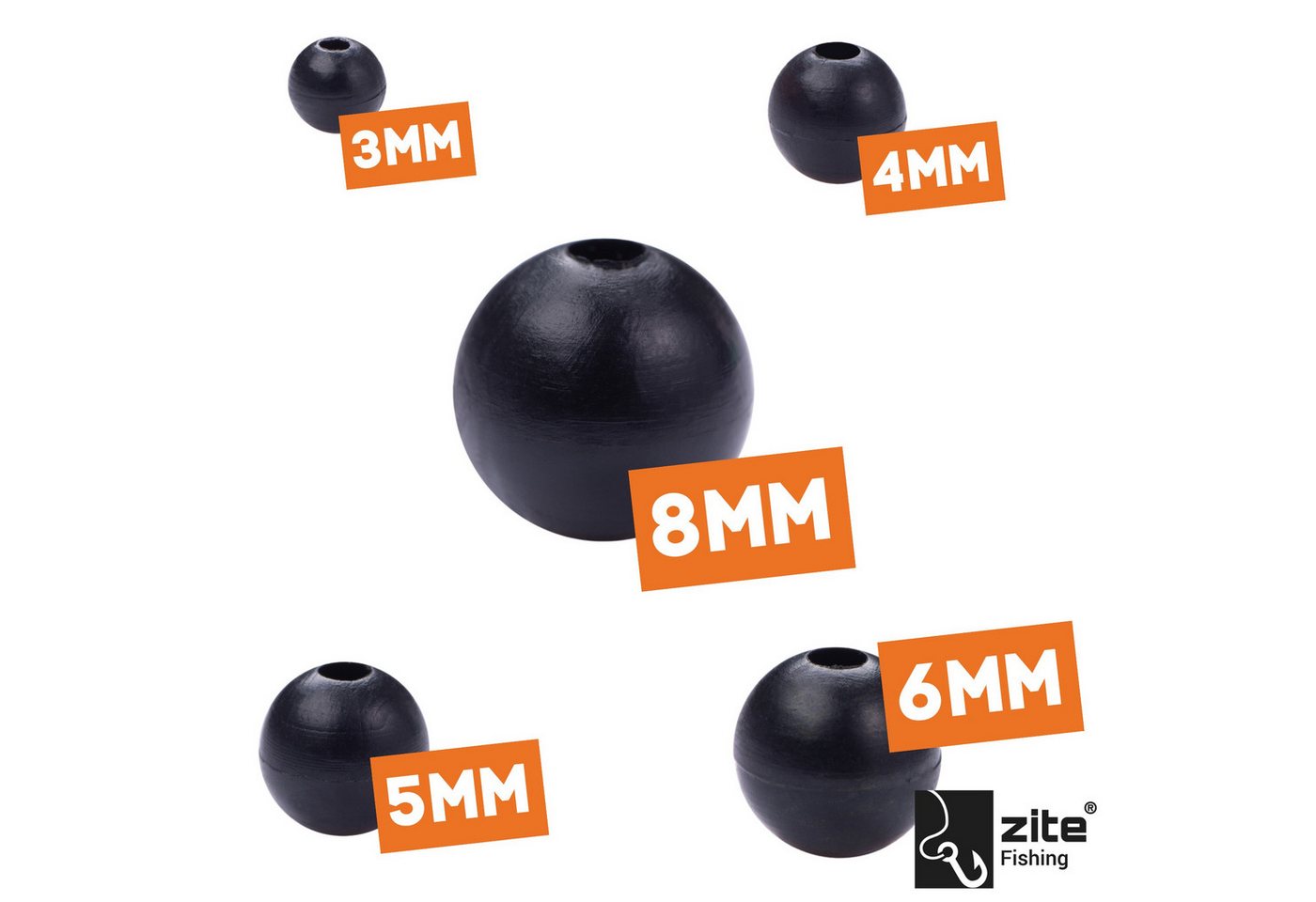 Zite Schnurstopper Vielseitiges Gummi-Perlen Sortiment für Angler Bild 5