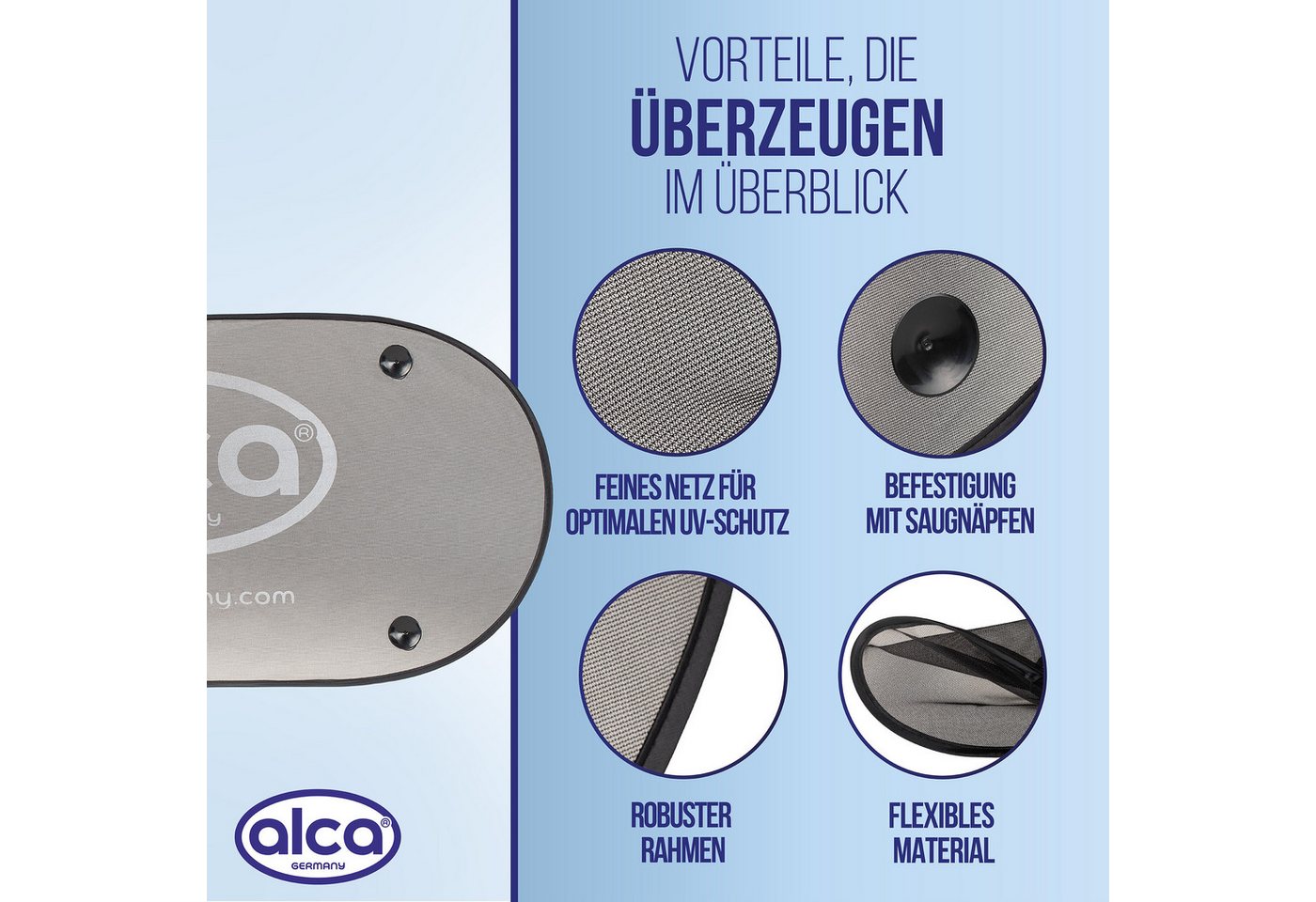 alca Autosonnenschutz Auto-Sonnenschutz 50x100 cm Autofenster UV Schutz Saugnapf Befestigung, 100 x 0.5 cm, (1-St) Bild 3