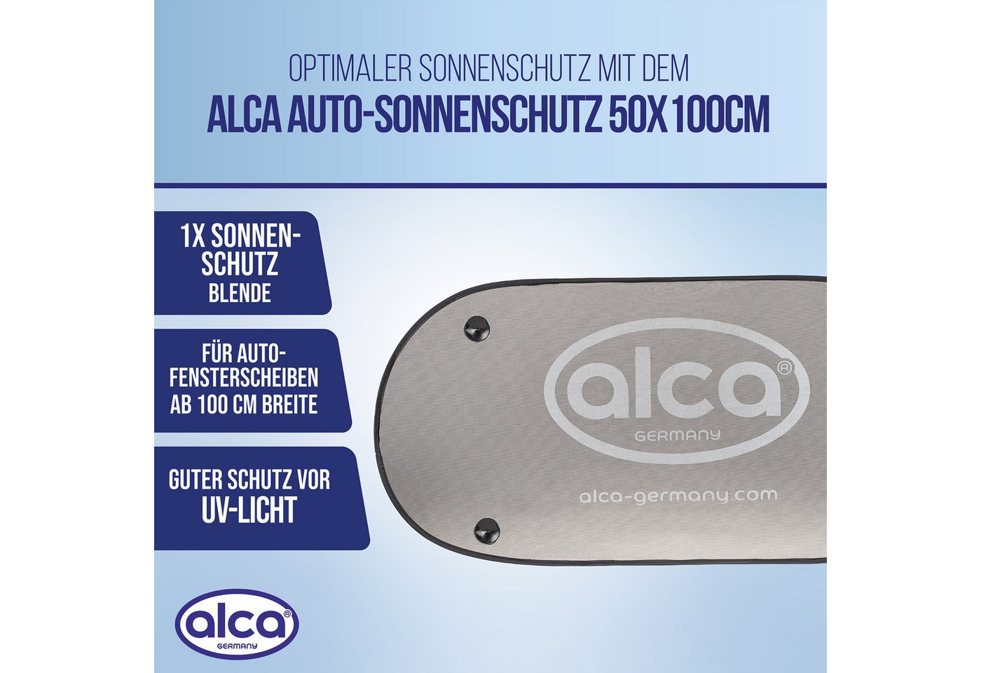 alca Autosonnenschutz Auto-Sonnenschutz 50x100 cm Autofenster UV Schutz Saugnapf Befestigung, 100 x 0.5 cm, (1-St) Bild 4