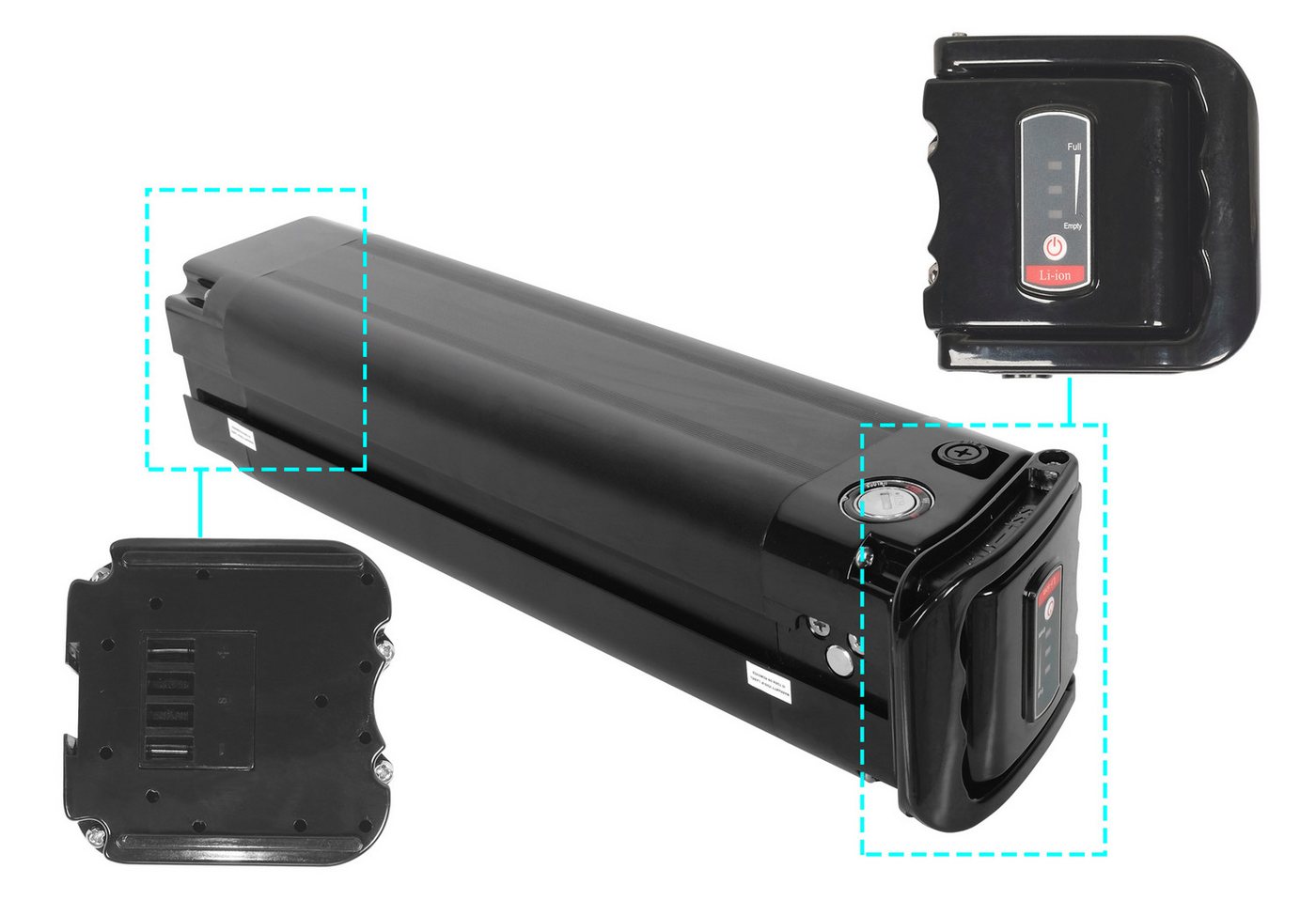 PowerSmart 38cm Version E-Bike Akku für Telefunken Multitalent RC820, 7 Gang Shimano Acera Schaltwerk, Frontmotor 250 W Li-ion 13400 mAh (36 V) Bild 4