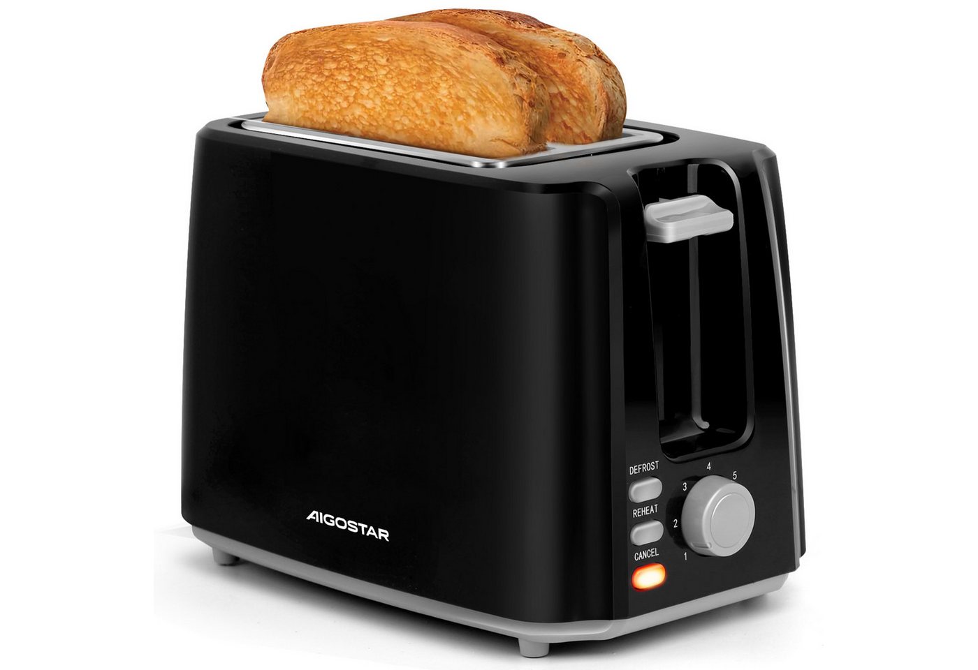 Aigostar Toaster 7 Einstellbare Bräunungsstufe, 2 Breite Toastschlitze, Sandwichtoaster, 2 lange Schlitze, für 2 Scheiben, 750,00 W, Abtauen, Aufwärmen und Abbrechen Funktionen, Slide-Out-Krümelschublade Bild 3
