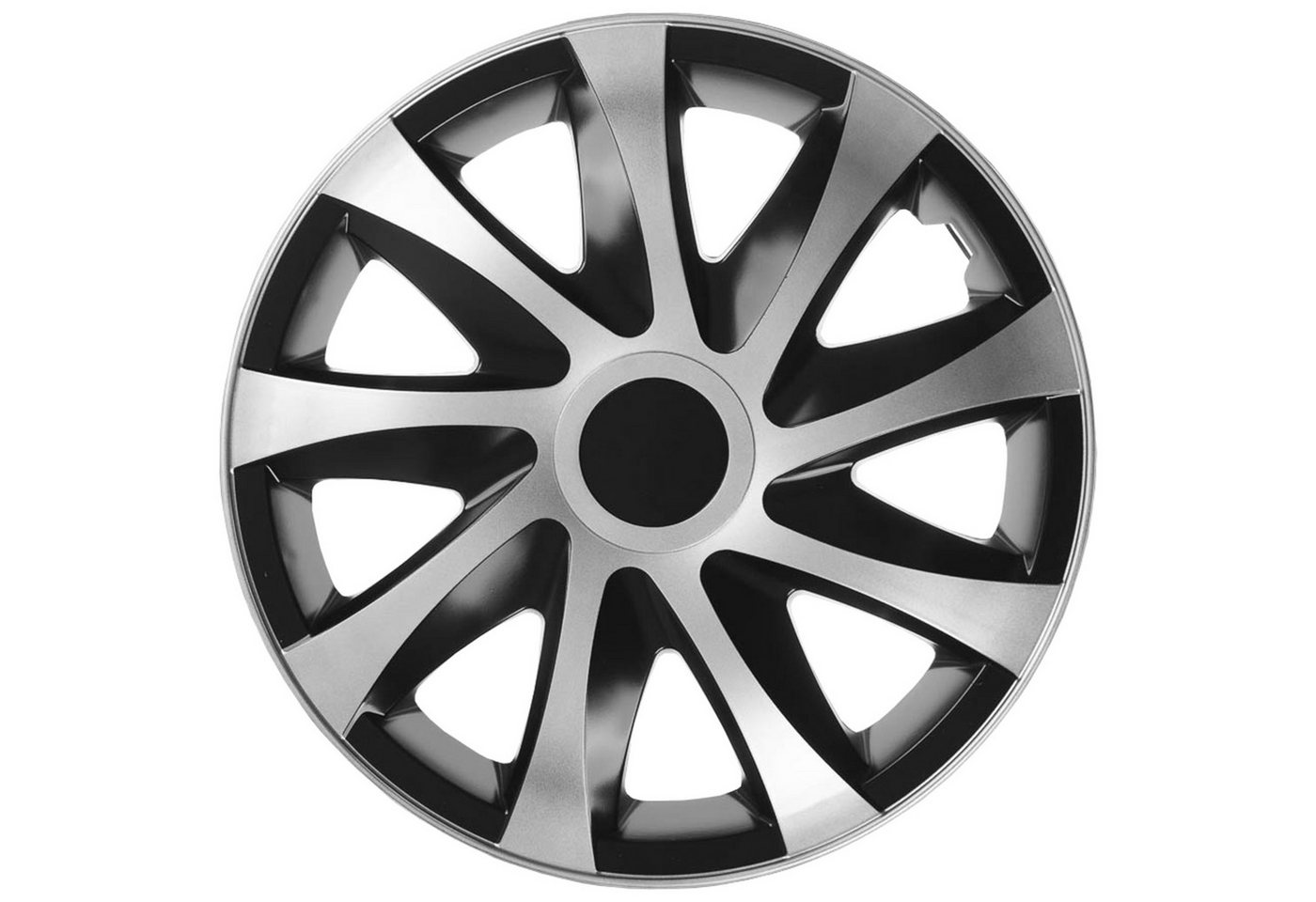 NRM Radkappe DRACO 15 Zoll in Silber/Schwarz, 15 in Zoll, (4-St) Radzierblenden für Stahlfelgen Zweifarbige Radkappen Satz 4er Set 15