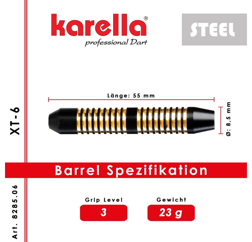 Karella Dartpfeil Steeldart Karella XT-6 23g - Elegante Darts für Profis.