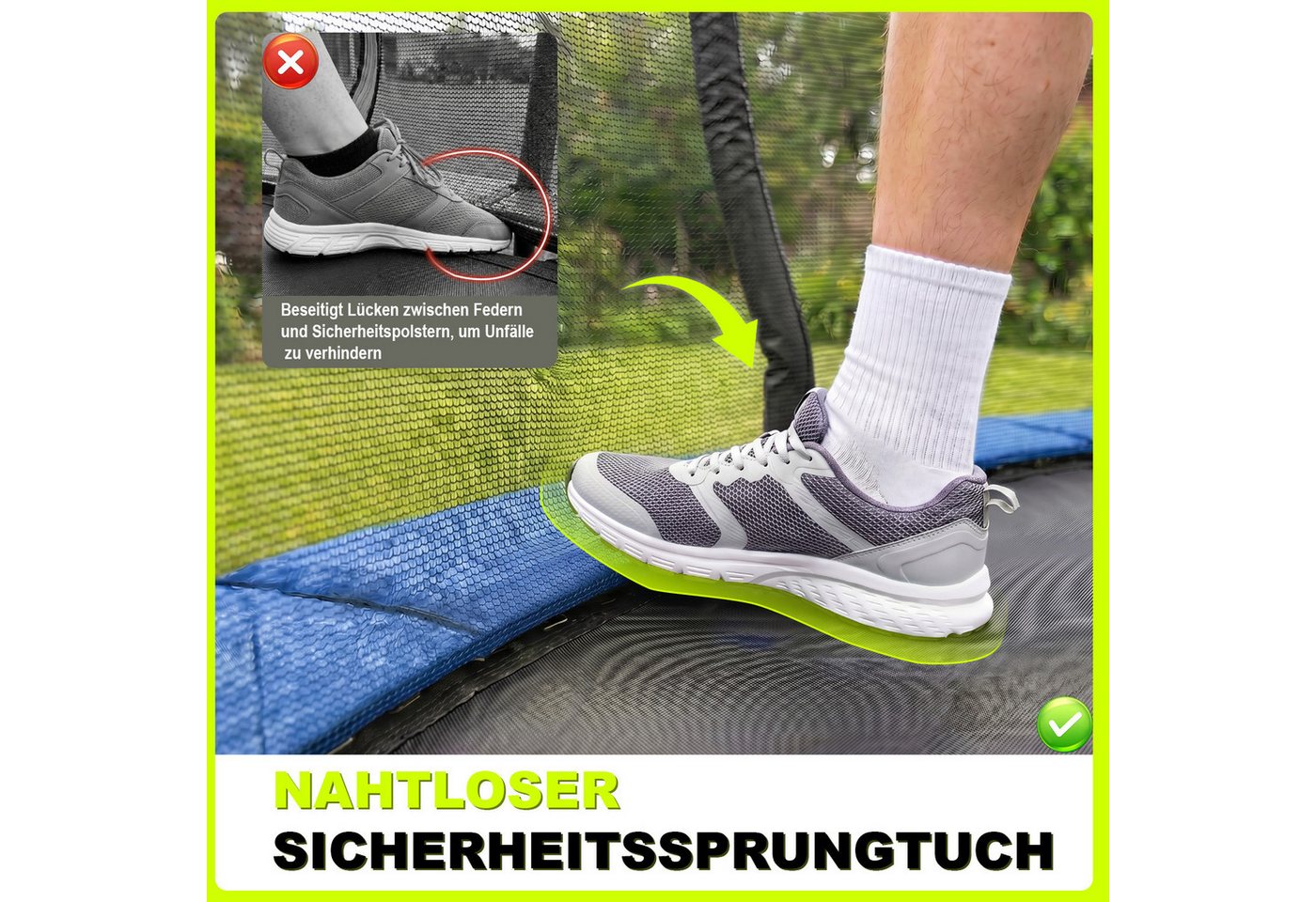 GUNJI Gartentrampolin Gartentrampolin für Kinder 228/305/366/427CM, Tragfähigkeit 150KG, Ø 305 cm, (228 cm, (GS-zertifiziertes Kindertrampolin mit Sicherheitsnetz, Leiter, Schutzmatte, Kürbisdesign)-ostern geschenke) Bild 2