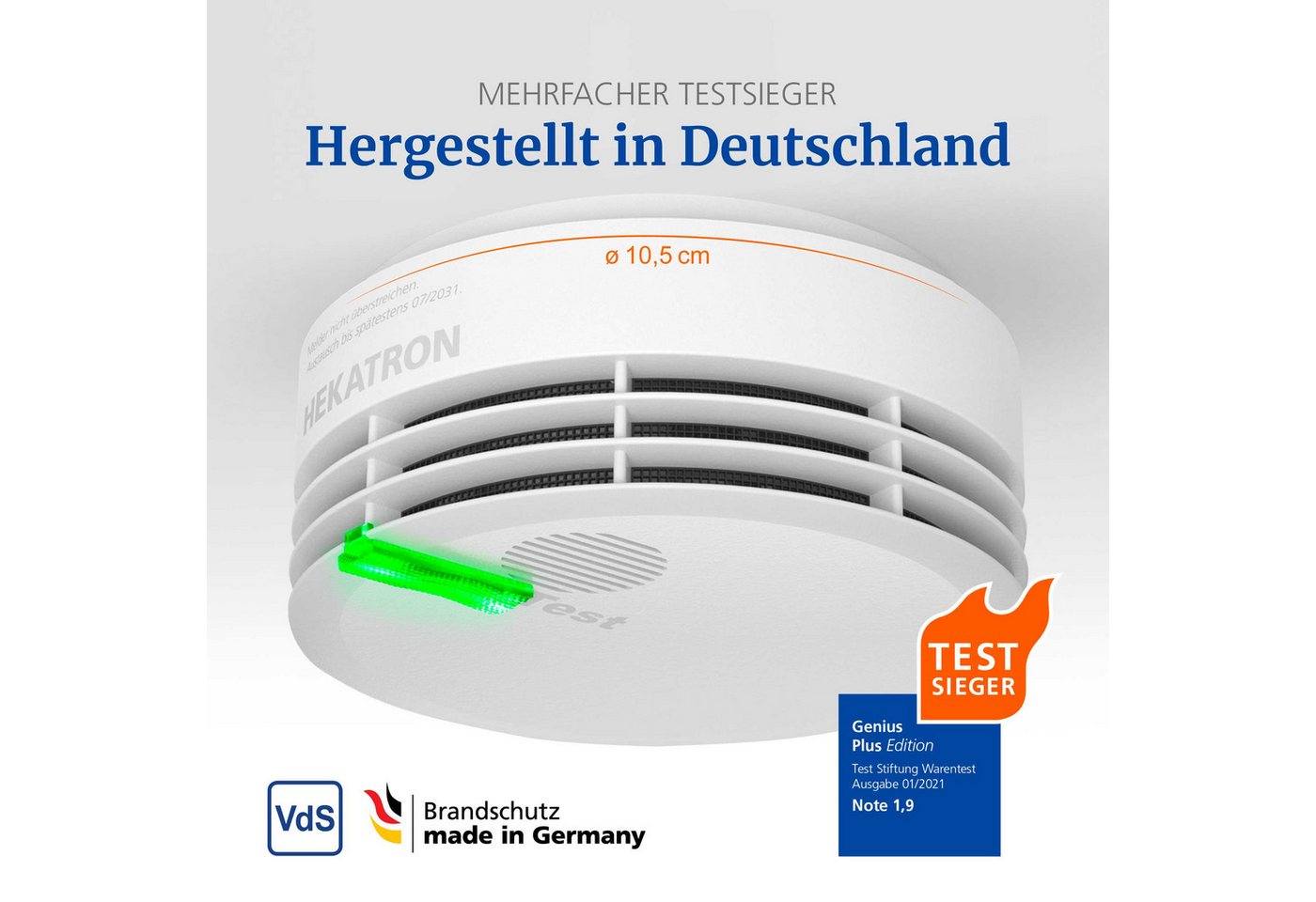 Hekatron Hekatron Genius Plus Mehrsprachig Rauchmelder (10 Jahre Batterie, made in Germany, mehrsprachig) Bild 4