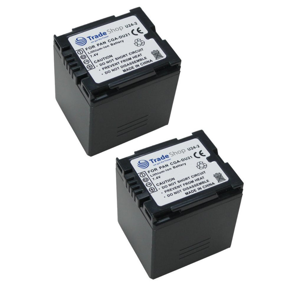 Trade-Shop 2x Akku passend für Panasonic CGA-DU21 CGA-DU21A/1B VW-VBD140 VW-VBD21 Kamera-Akku Li-Ion 2800 mAh (7,4 V)