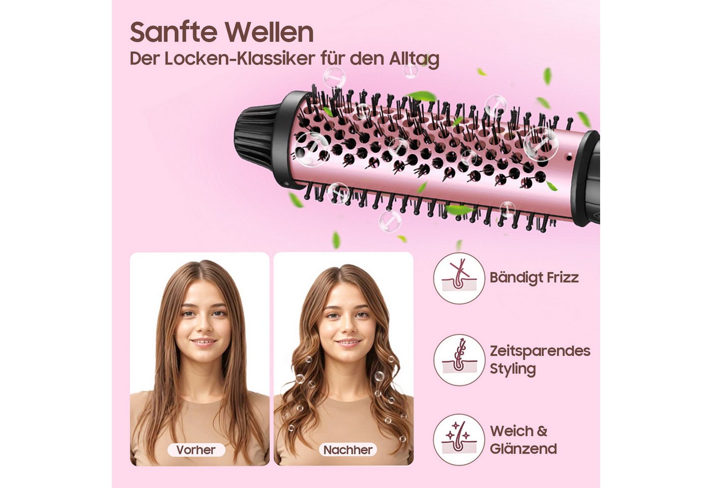 STANBOW Lockenstab Lockenstab 3 Fässer mit PTC-Schnellheizung, Temperaturregelung, 5-in-1 Lockenstab-Set mit Bürste & Handschuhen, schnelle Aufheizung Bild 2