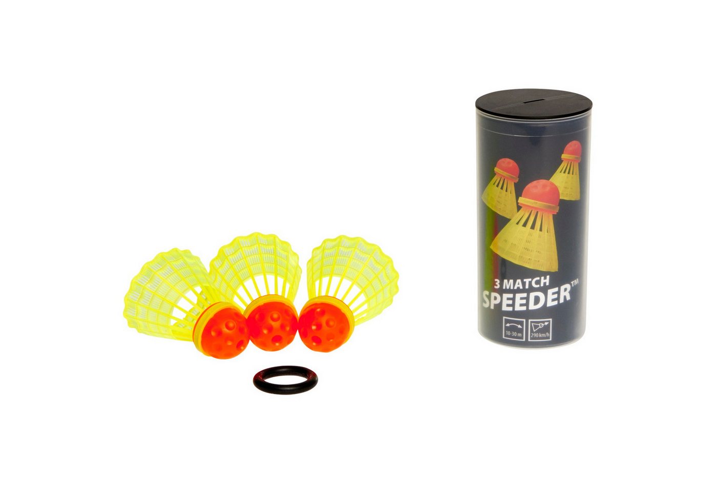 Speedminton Speedbadmintonball Speeder Match Dose 3er + 1x Windring Bild 2