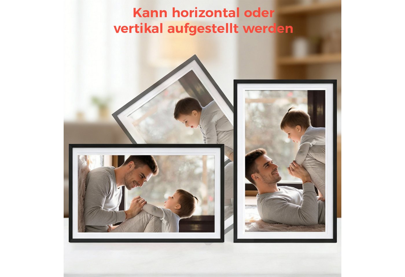 AKKEE 15.6'' Elektronischer Fotorahmen mit WiFi-Fotoübertragung 1920 x 1080 Digitaler Bilderrahmen (1920 x 1080 Pixel, 32 GB, Touch-Screen) Bild 3