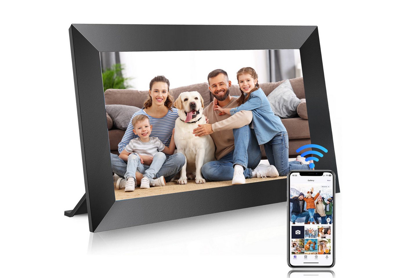 AKKEE 10,1 " Elektronischer Fotorahmen mit WiFi-Fotoübertragung Digitaler Bilderrahmen (1280x800 Pixel, 32 GB, 32GB) Bild 2