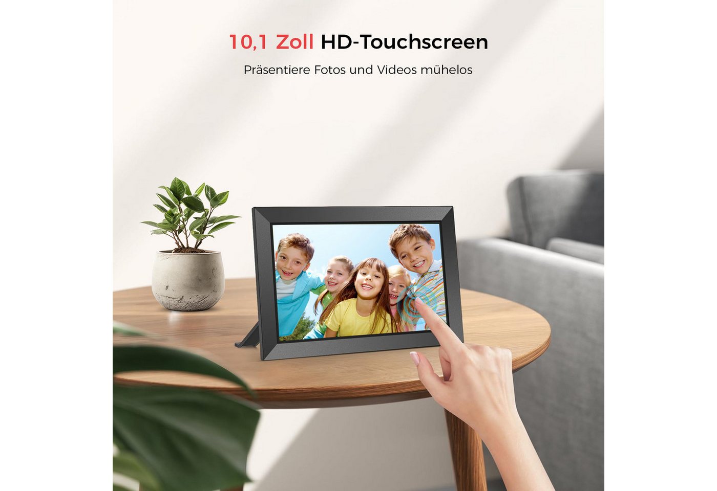 AKKEE 10,1 " Elektronischer Fotorahmen mit WiFi-Fotoübertragung Digitaler Bilderrahmen (1280x800 Pixel, 32 GB, 32GB) Bild 3