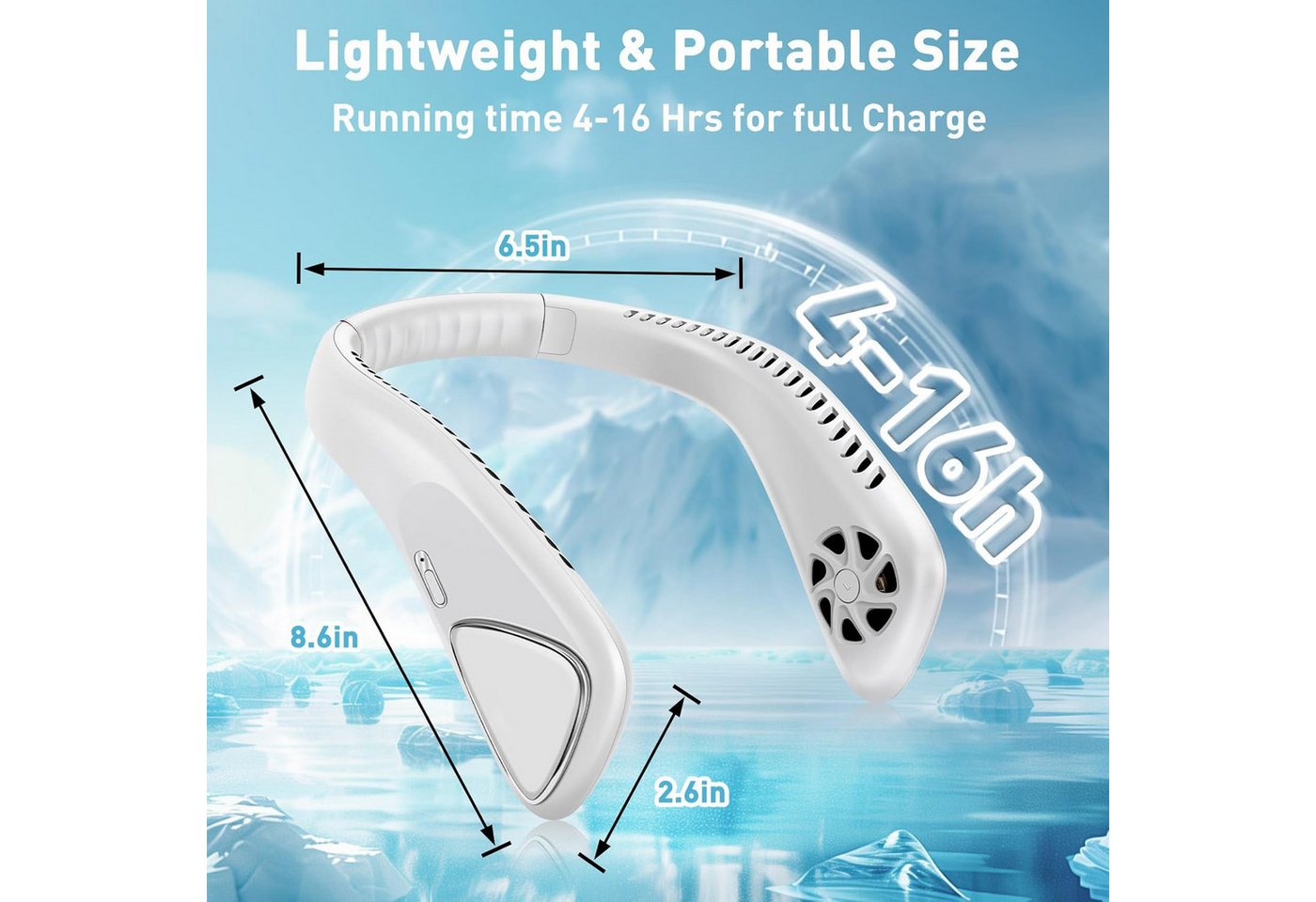 MOPUEA Umh ängeventilator Halslüfter extrem lange Lebensdauer, große Kapazität, Silikon, 5200 mAh Tragbarer Bladeless Ventilator leise Bild 3